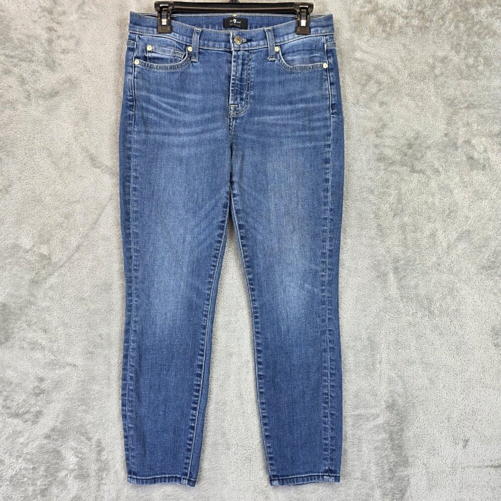 7 For All Mankind Jeans Womens 29 Blue The Ankle Skinny Organic Cotton Denim